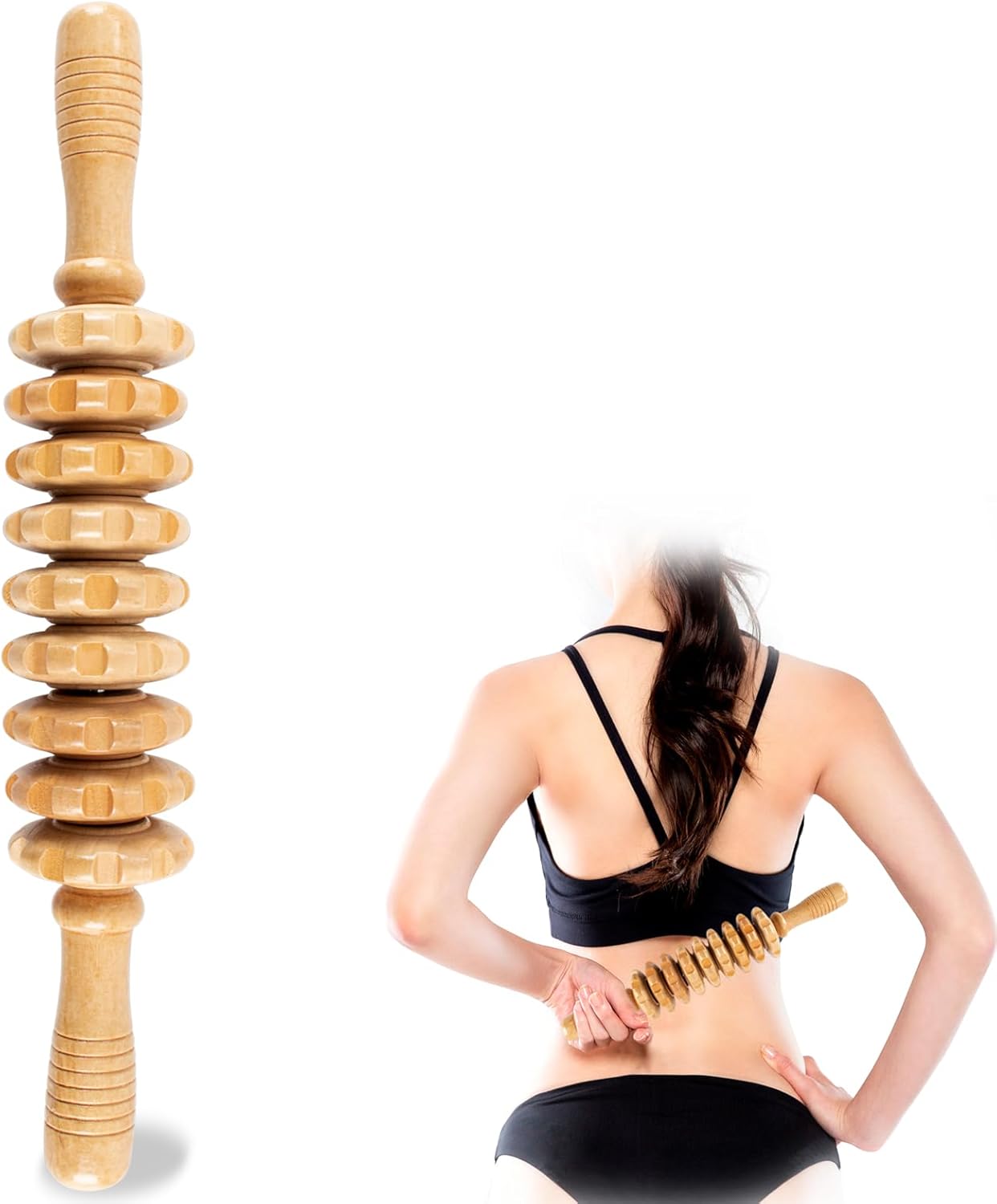 Wood Therapy Massage Tools,Wooden Massager Stick Roller Lymphatic Drainage Tool,Maderoterapia Kit Self Massage Roller Tool for Cellulite Reduction,Muscle Tension and Body Shaping,Contouring