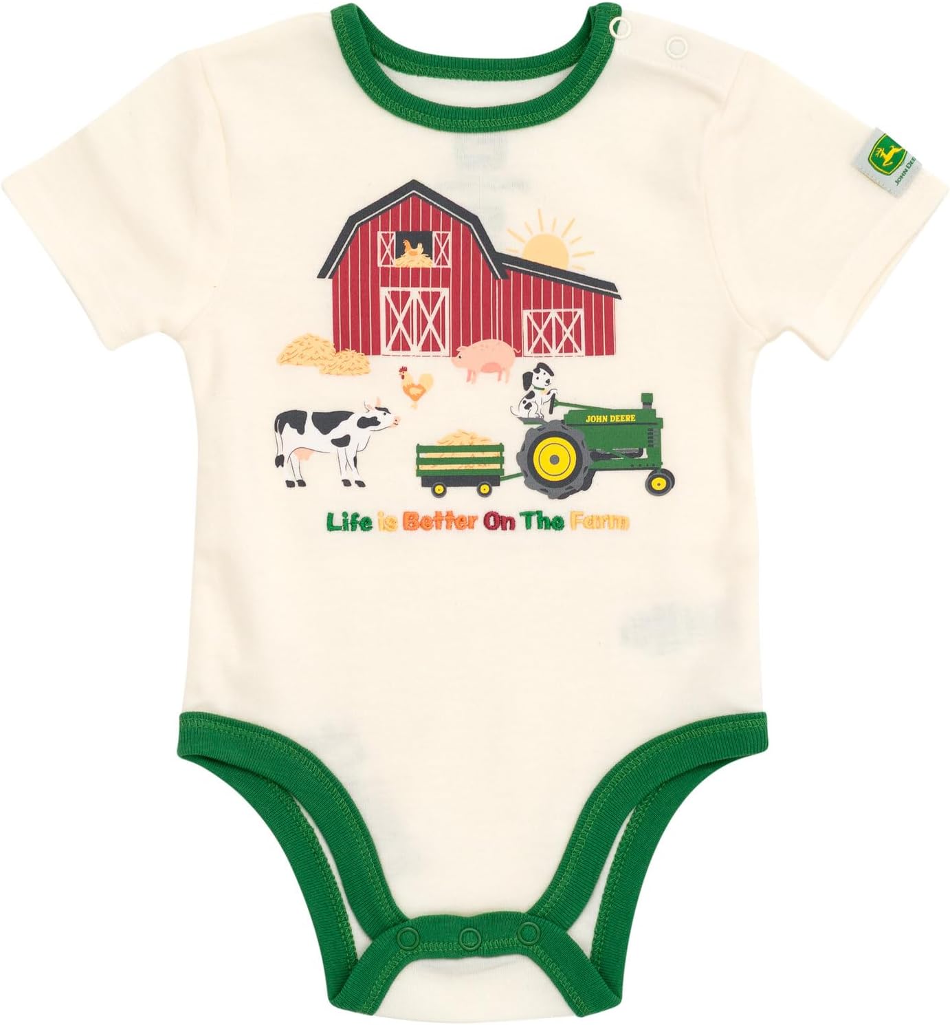 John Deere Farm Animals Tractor Truck Baby 5 Pack Short Sleeve Bodysuits Newborn to Infant Sizes (Newborn - 24 Months)