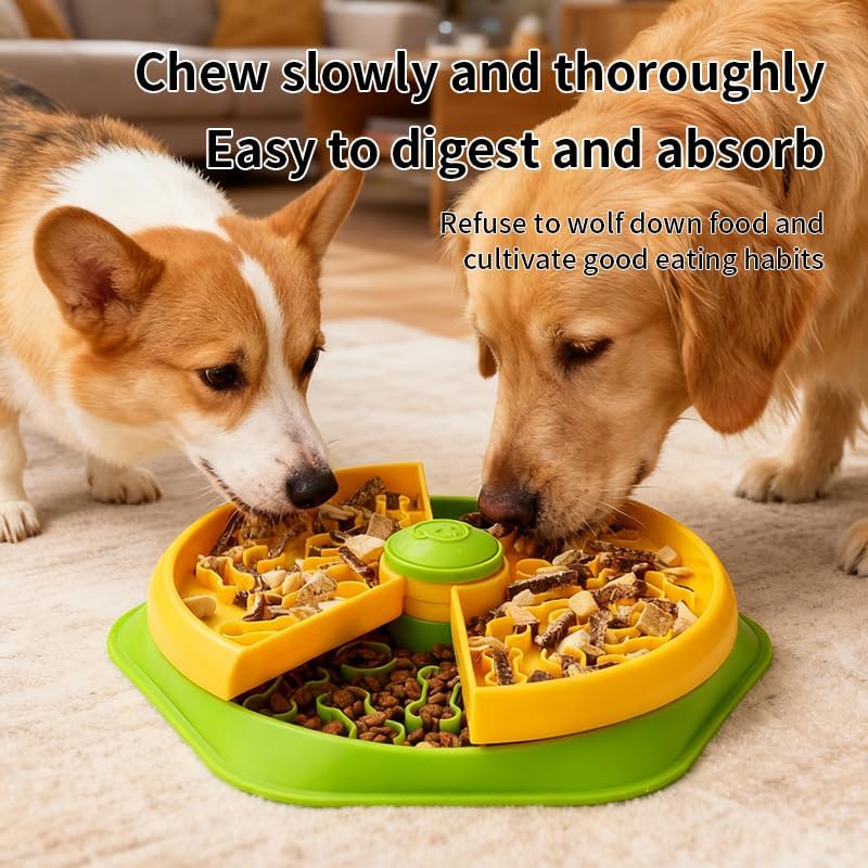 Slow Feeder Dog Bowls,Double Layer Anti-Choking Puzzle Dog Food Bowls, Non-Slip Interactive Puzzle Feeder, Interactive Feeding Slow Down Eating, Suitable for Small/Medium/Larger Dogs
