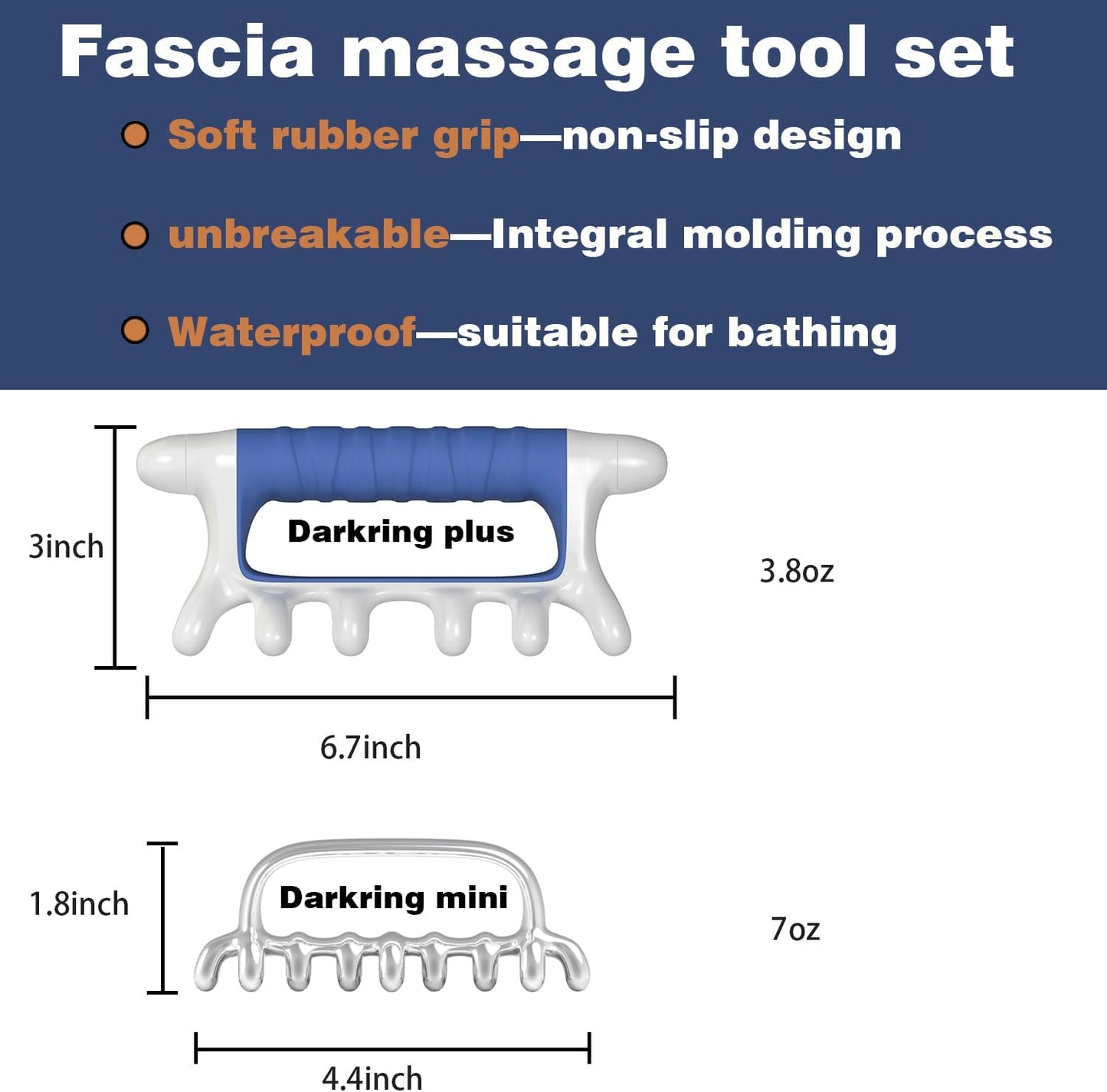 DARKRING Stainless Steel & Engineering Plastic Facial Massage Tool Set - Pressure Point Blaster for Tissue & Fascia, Trigger Point Massage Tool