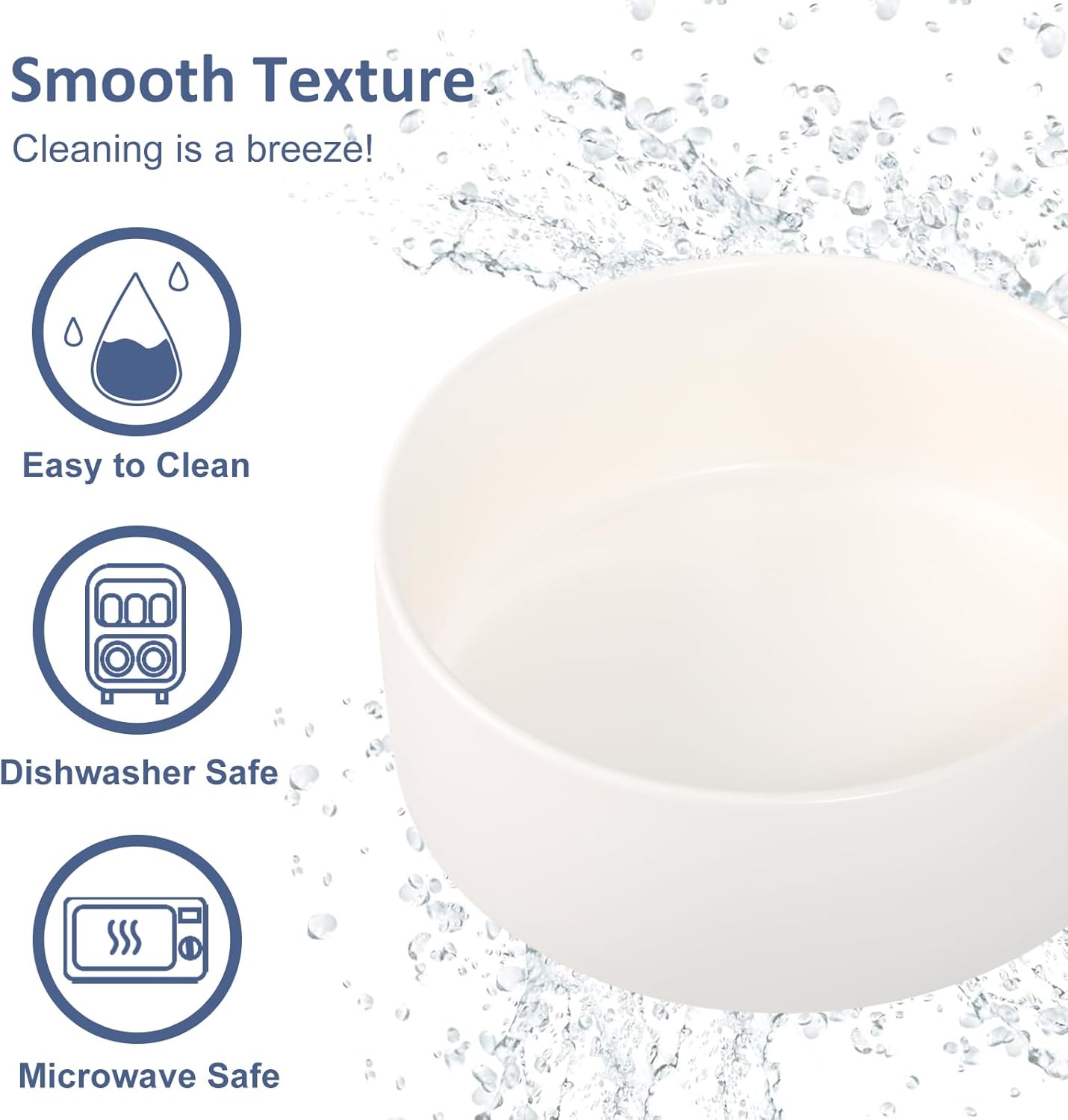 Ceramic Dog Bowl for Food and Water - Pet Dish for Small and Medium Dogs - Microwave and Dishwasher Safe - 28.74 oz - 850 ml - White