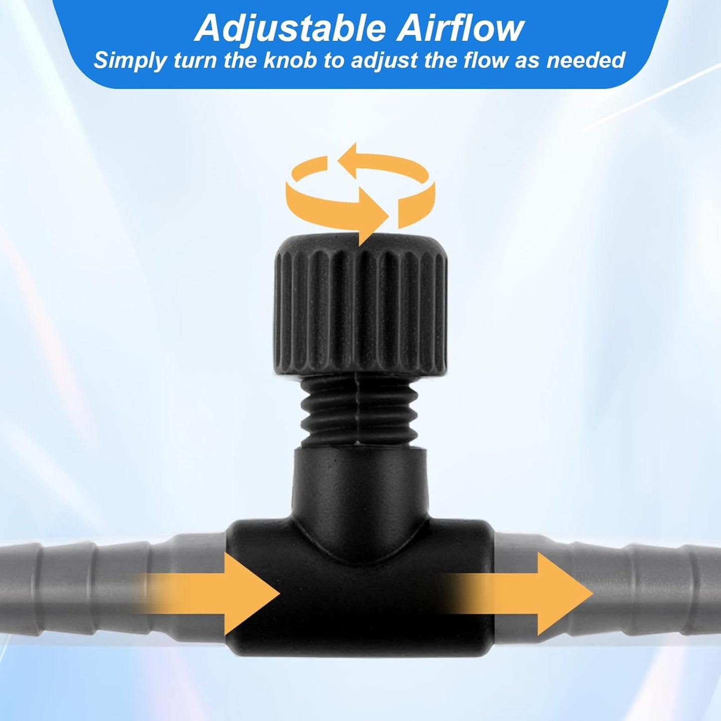 Aquarium Air Valve, 10 Pcs Aquarium Air Pump Control Valves T Shaped Single Way Plastic Air Flow Control Regulator Aquarium Air Pump Accessories for Fish Tank 3/16" ID Tubing (Black)