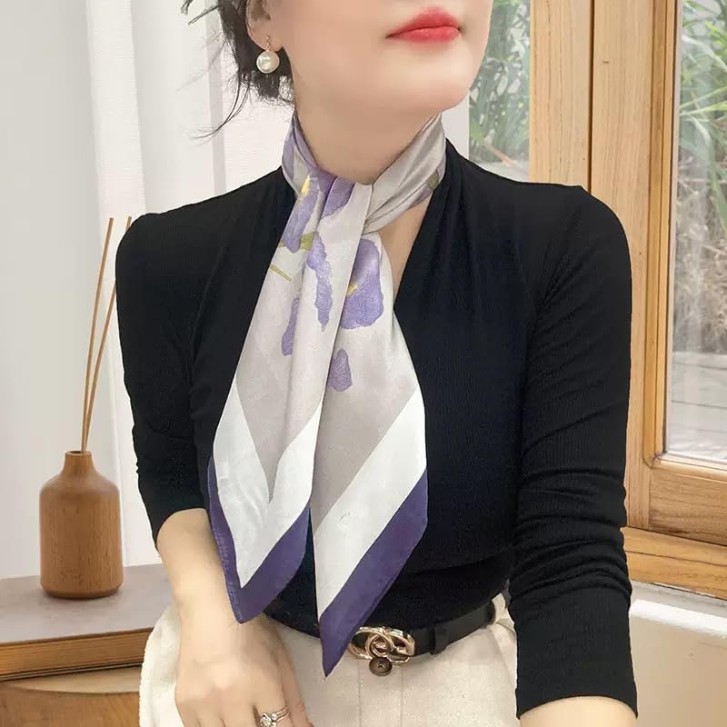 27.5 Inch Silk Feeling Scarf for Women Square Satin Head Scarf Hair Wrap Bandana