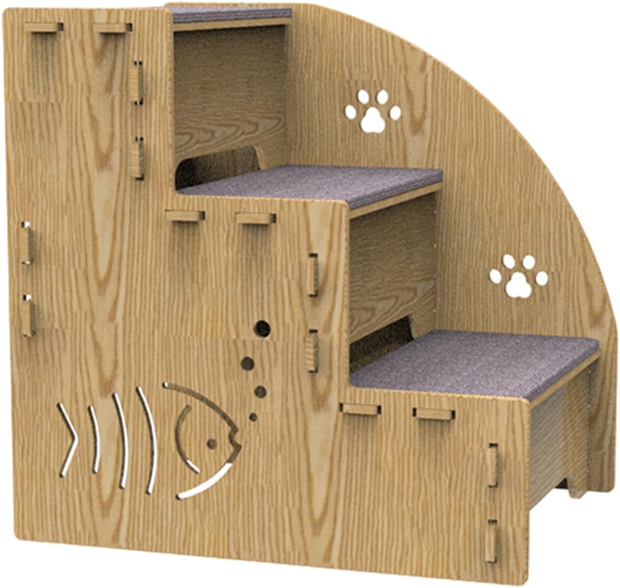 High Beds Dog Stairs - 3-Step Wooden Pet Stair Ramp, 18x12x12 inches Non-Slip Indoor Ramp for Dogs & Cats, Wood + Anti-Skid, Small Dog Staircase for Beds, Sofas, Couch