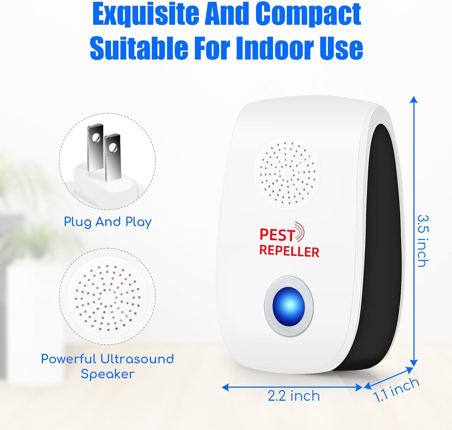 8 Pack Upgraded Ultrasonic Pest Control Repeller Plug in Indoor Pest Control for Rodents,Mice,Roaches,Spiders,Ants,Mosquitoes,Bugs & Insects -Electronic Sonic Repellent for Home, Kitchen, Office