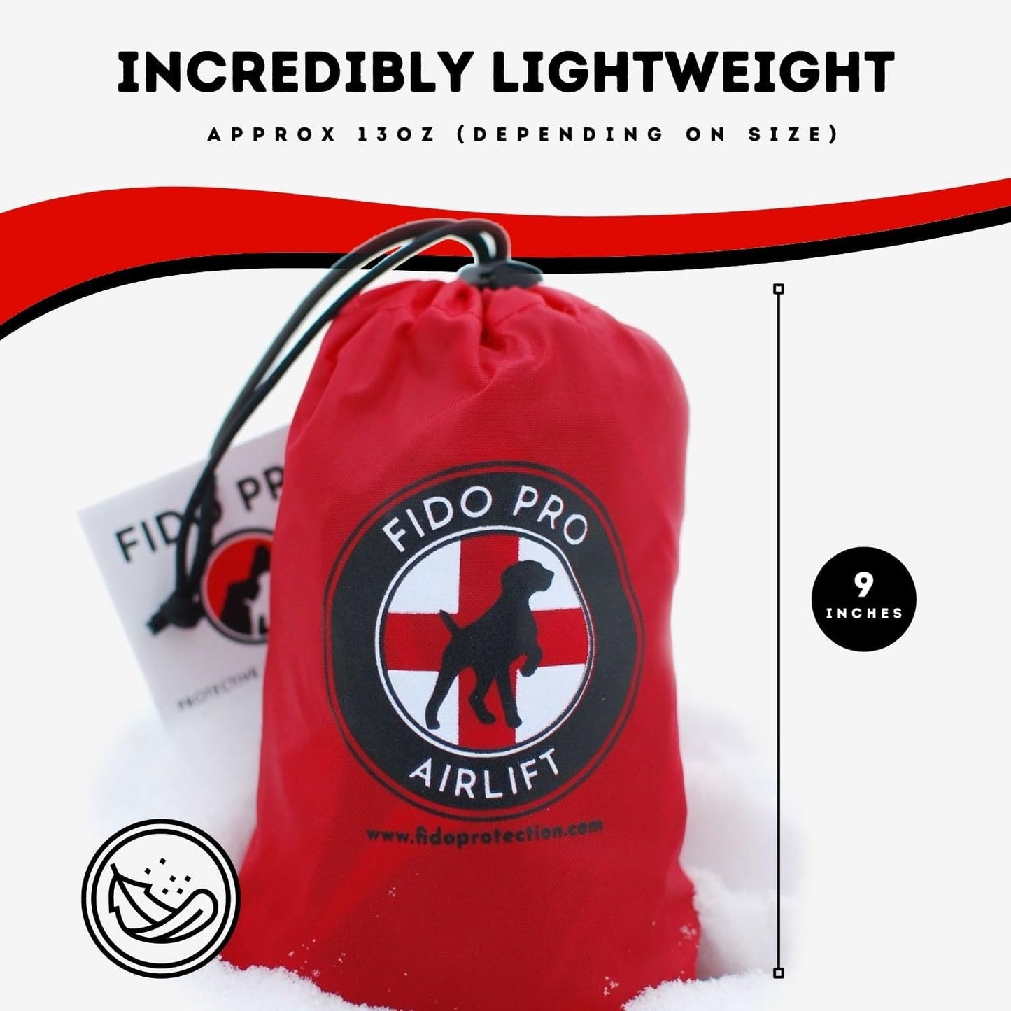 Fido Pro Airlift Emergency Dog Rescue Sling - Red XL 2 Person Assisted Carry
