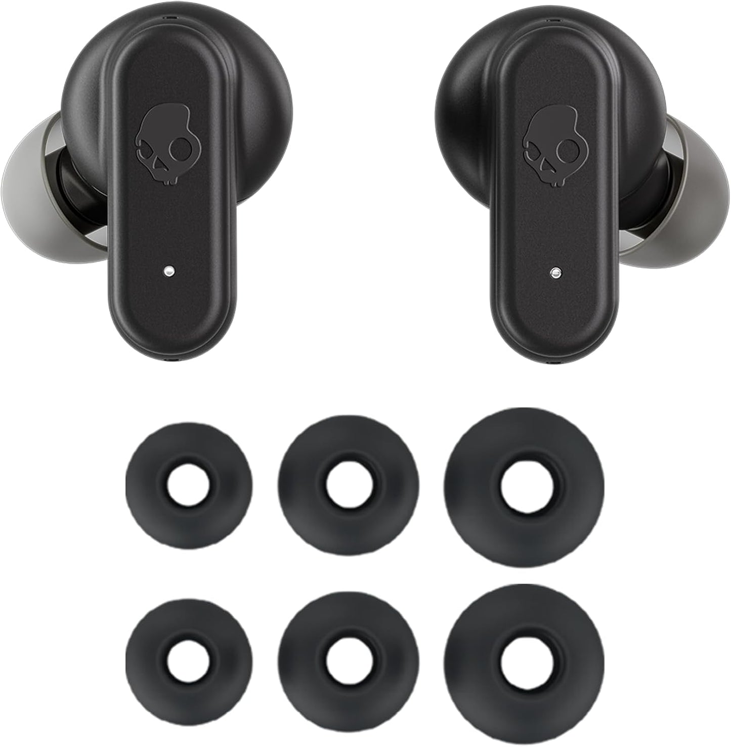 Skullcandy Dime Evo Wireless Earbuds, Bluetooth Headphones, Noise Isolating Fit, Up to 36 Hours Battery, Microphone for iPhone Android, Easy Carry with Clip-Anywhere Case - True Black