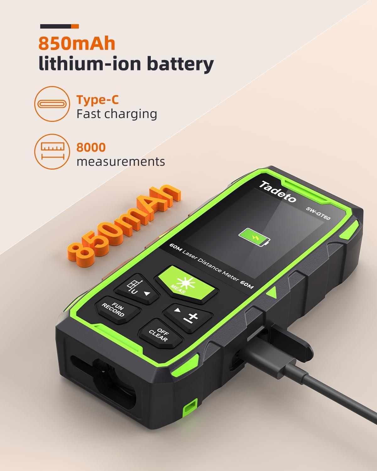 Tadeto Dual Laser Measuring Tool, 393FT/120M Bilateral Laser Measurement Tool Backlit LCD Display, Rechargeable Laser Measure with Ft/in/M Multiple Units Length/Area/Volume/Angle