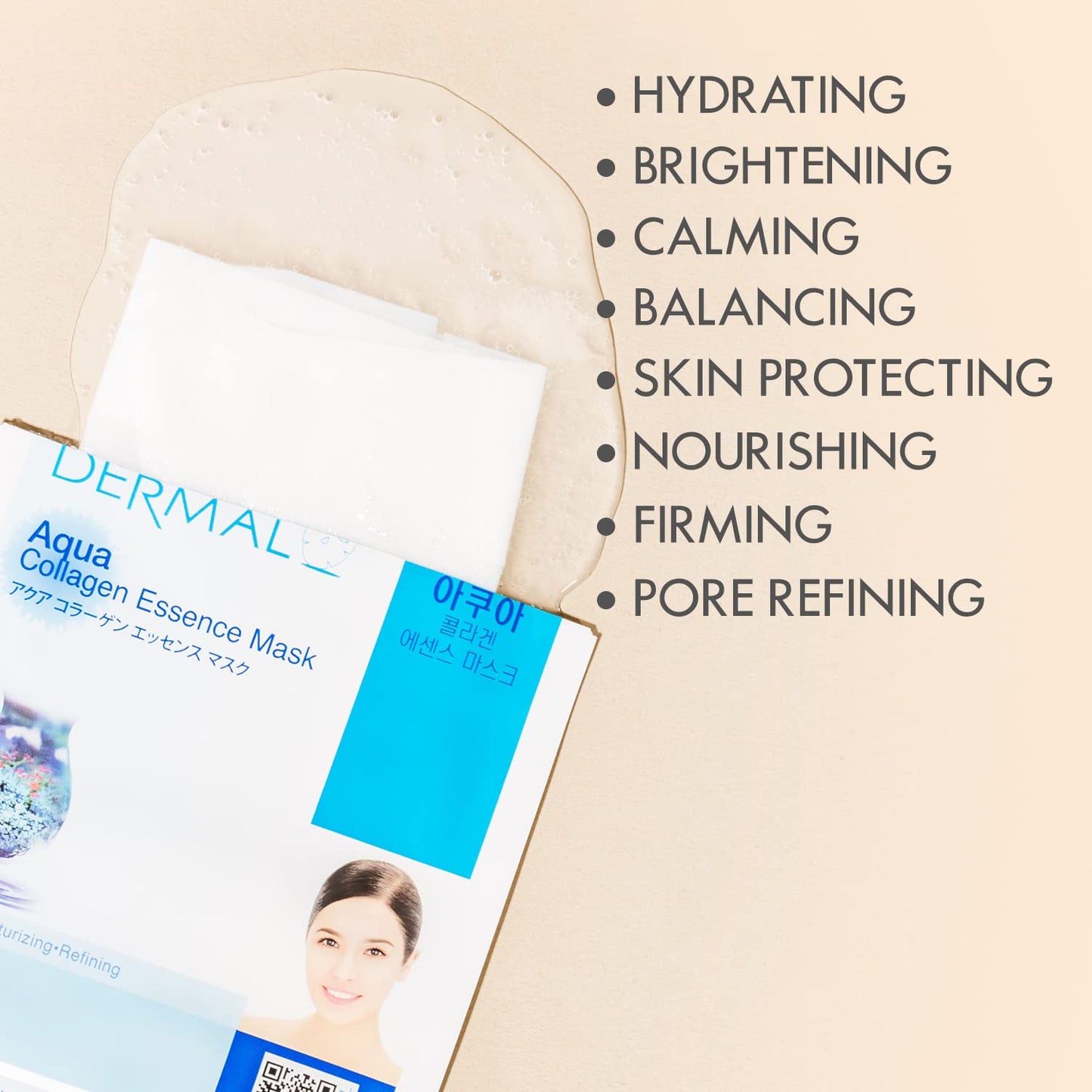 DERMAL Korean Collagen Face Mask 32 Combo Pack A+B Set – Hydrating & Soothing Sheet Mask with Panthenol, Hypoallergenic Calming Moisture Care for All Skin Types