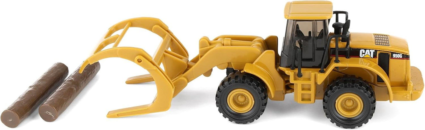 Diecast Masters 1/87 CAT 950G Wheel Loader with Fork and Wood Log 84661CS