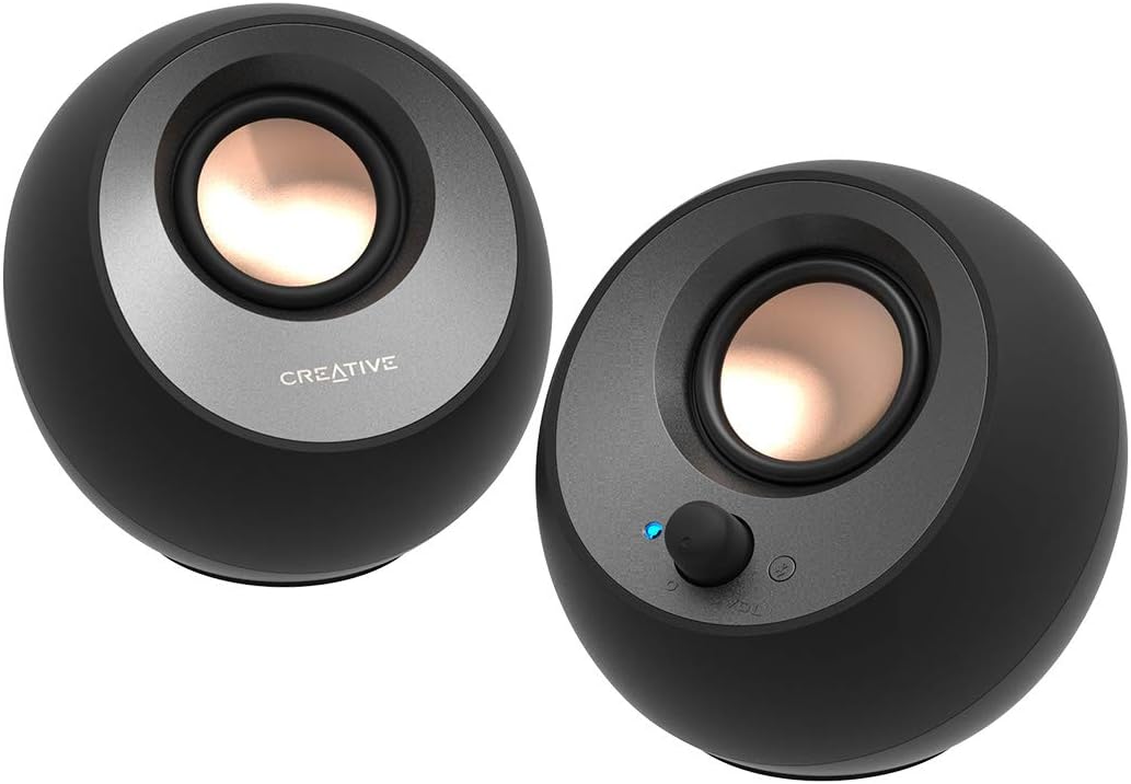Creative Pebble V3 Minimalistic 2.0 USB-C Desktop Speakers with USB Audio, Clear Dialog Enhancement, Bluetooth 5.0, 8W RMS with 16W Peak Power (Black)