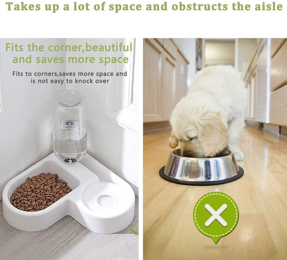 2 in 1 Pet Feeder Water Automatic Dispenser with Bottle for Dog & Cat, Spill Proof Pet Drinking Fountain Water Bowl for Pets Feeding Pet Water Dispenser