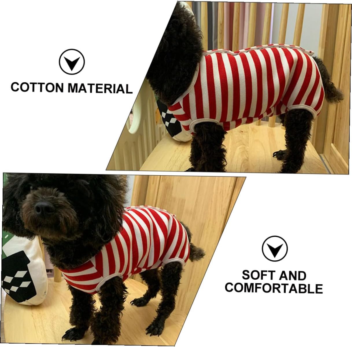 Milisten Dog Suit Striped Fleece Pet Protective Coat Four-Legged Sterilization Clothes Burgundy L Size Post-Surgery Wear for Dogs