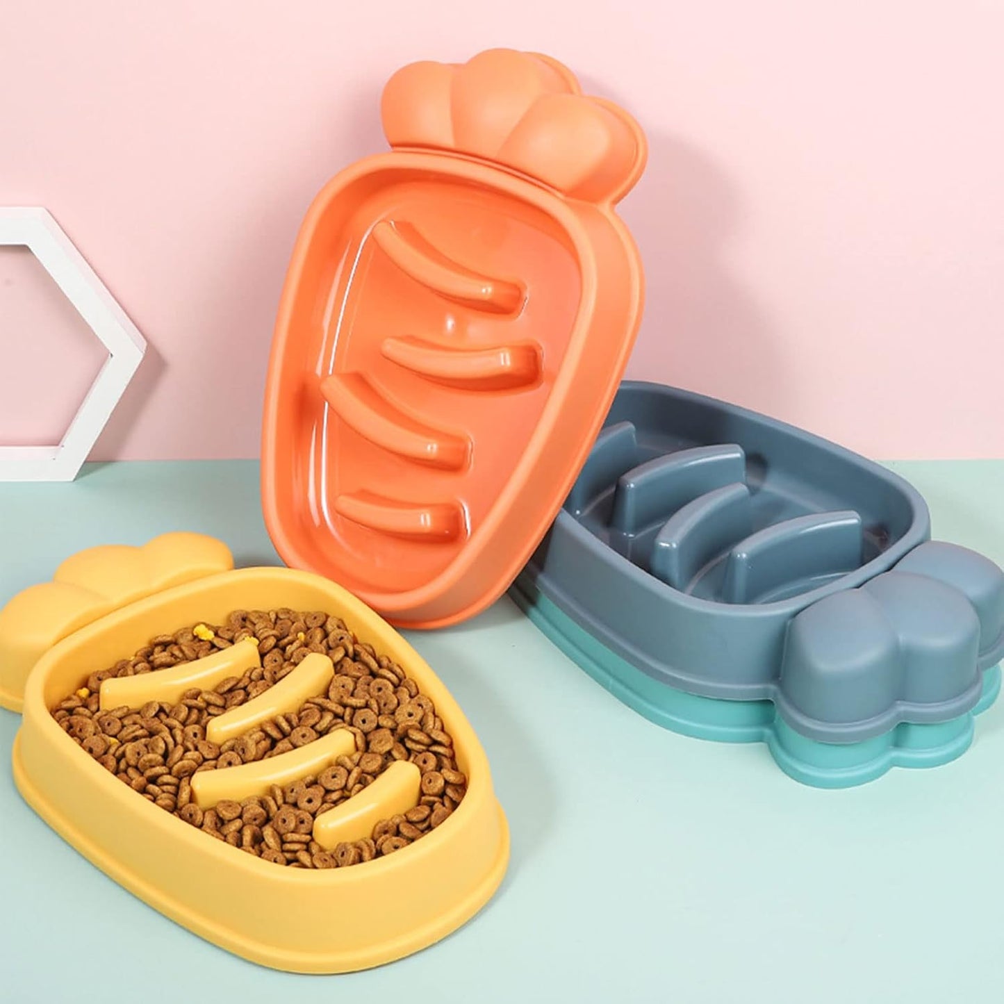 Slow Feeder Dog Bowls Fun Carrot Shape Puzzle Feeding Bowl Interactive Puppy Food Bowls Safe Skid Design