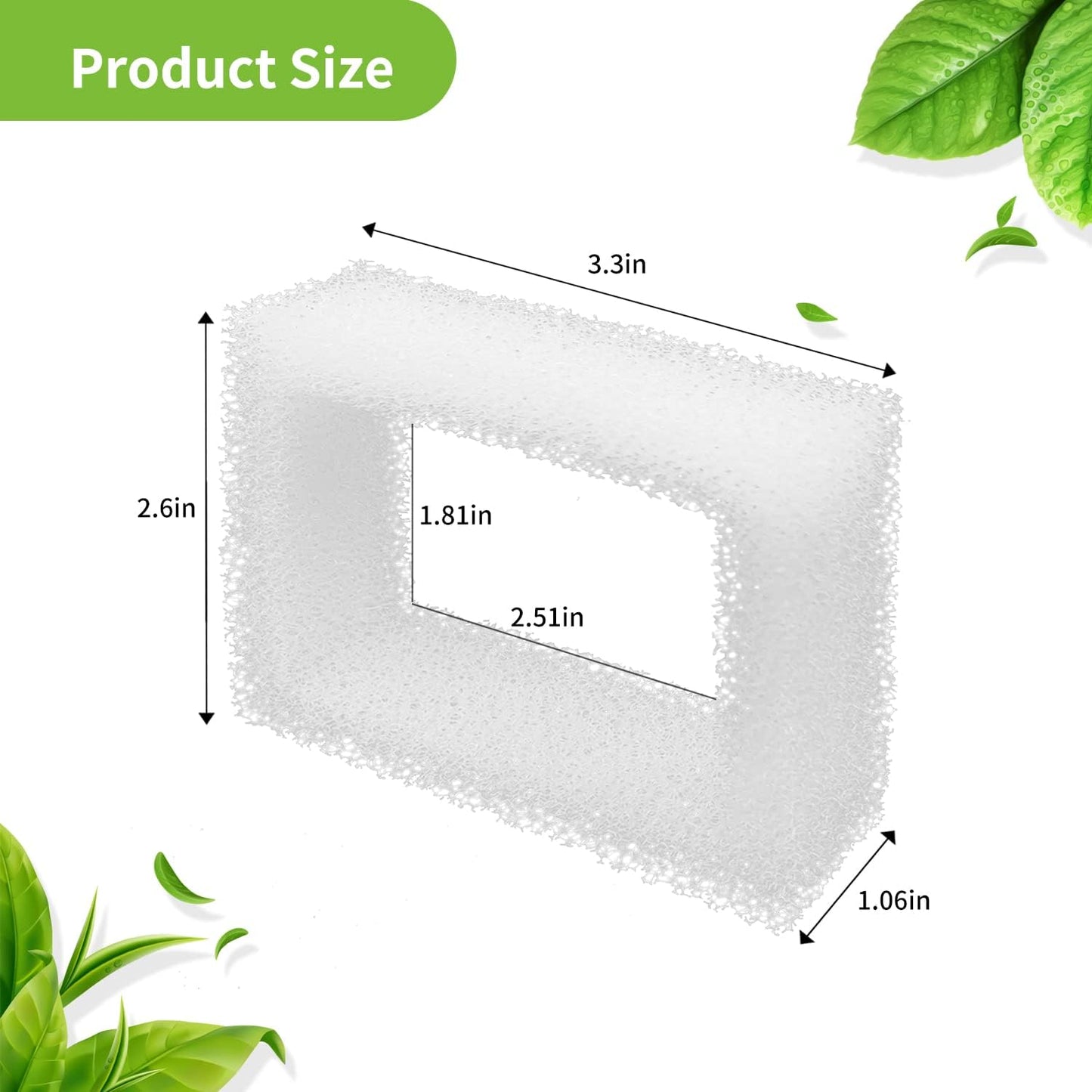 Sponge Foam Filter Replacement for Cup Cake Ceramic Pet Fountain and 2L/67oz Round Stainless Steel Cat Water Fountain, Katlikatqi Pre-Filter Compatible with DR-DC-160 Water Pump (Pack of 12)
