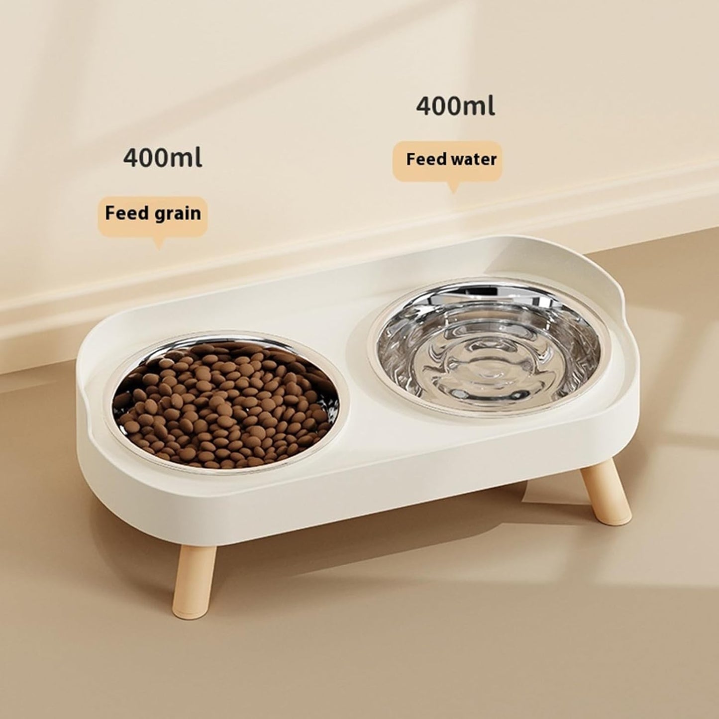 Stable Elevated Dog Bowl Stand with Double Dish Splash-Proof Design for Most Breeds Bright Color Stainless Steel Cats Dog Bowl Set