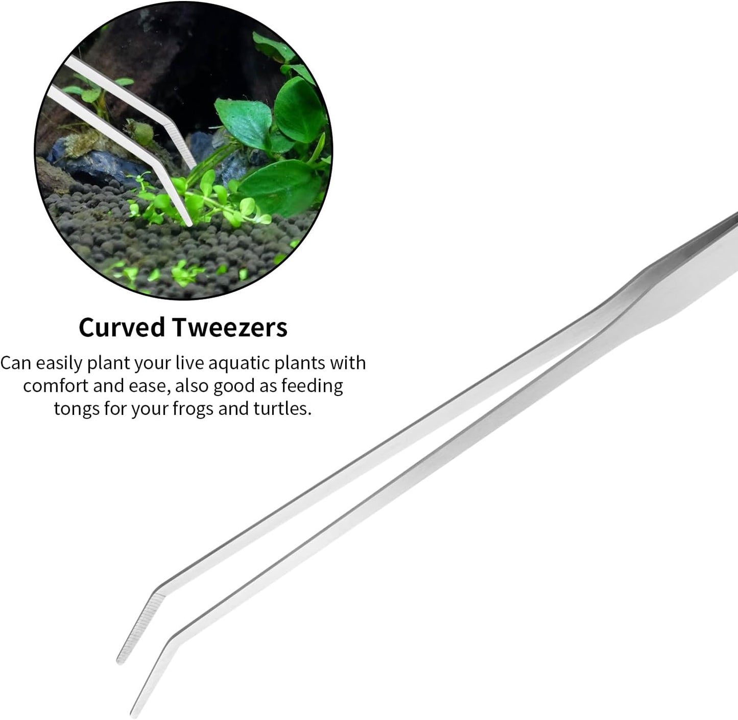 Ohtomber Aquascape Tools Aquarium Kit - 4PCS Terrarium Supplies Include Long Tweezers for Terrarium, Feeding Tongs, Aquarium Scissors, Algae Scraper for Fish Tank Cleaning Plant Trimming