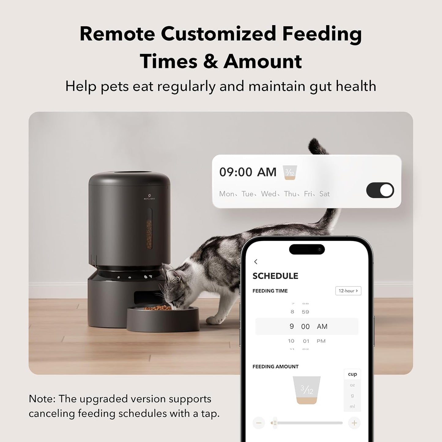 PETLIBRO 5L Wi-Fi Automatic Cat & Dog Feeder Low-Food Sensor, Freshness Preservation with APP + 2.5L Cordless Smart Cat Water Fountain with Battery Operated, Stainless Steel Tray, BPA-Free, Easy-Clean