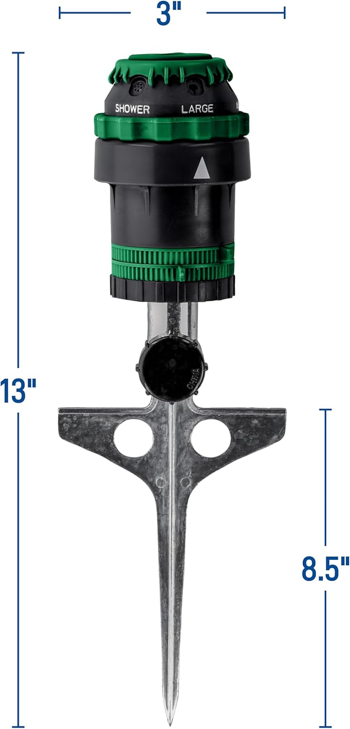 Orbit 58573N H2O-Six Gear-Drive Sprinkler on Metal T-Spike