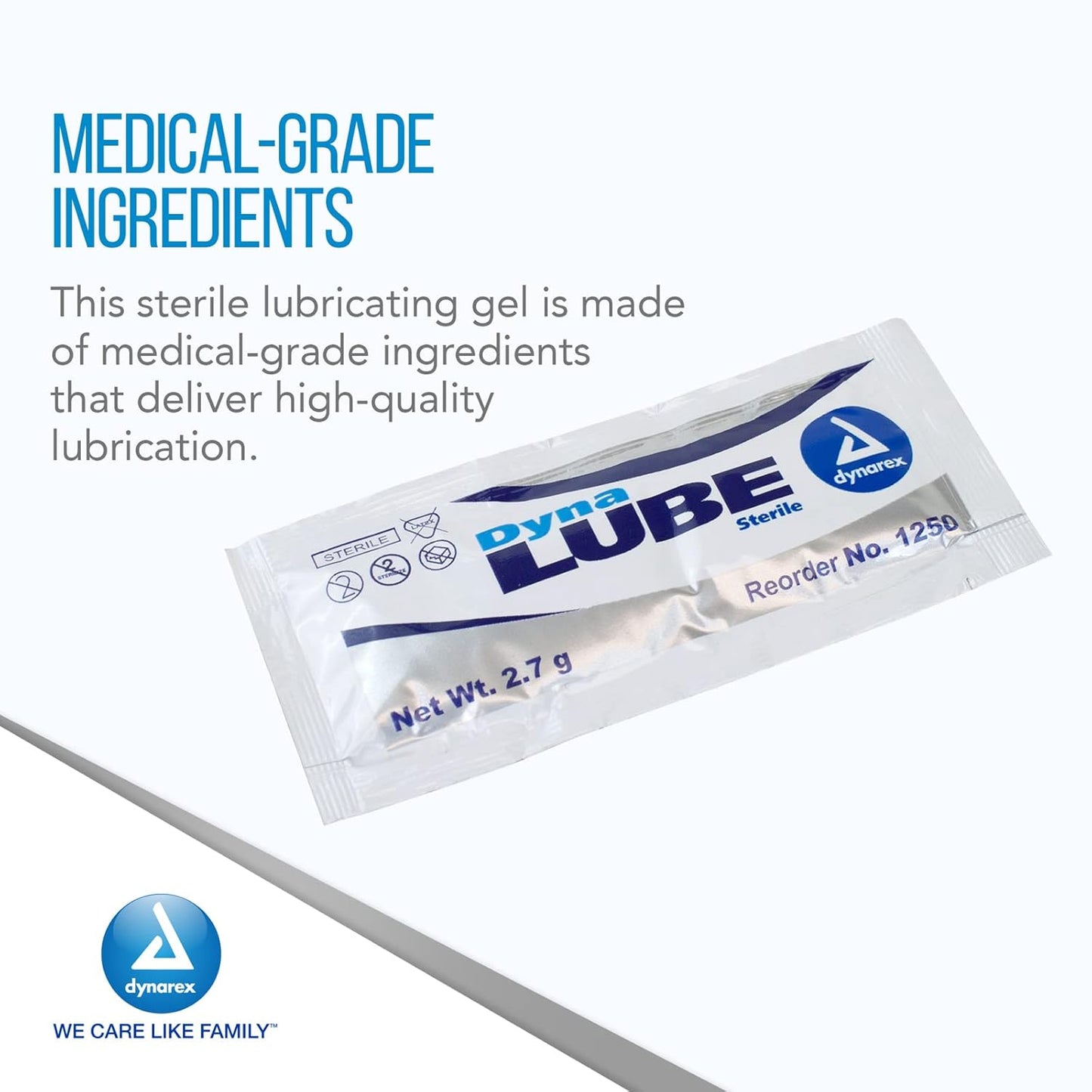 Dynarex DynaLube Lubricating Jelly, Water Soluble and Sterile Lubricant Jelly, Used for Body Orifices, Hinged Instruments and Medical Devices, 1 Box of 144 DynaLube Packets, 2.7g