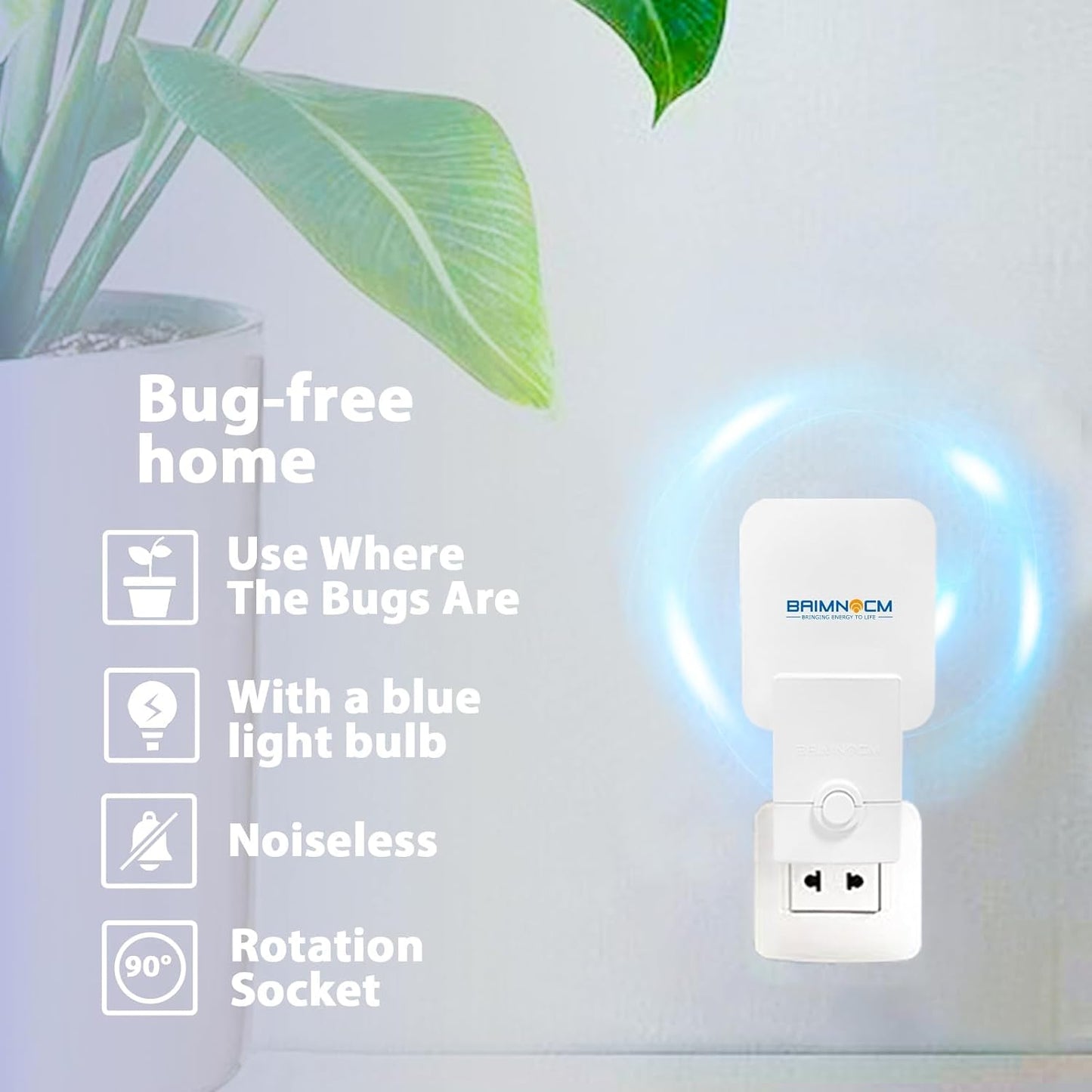 Blue Light Bug Catcher Indoor Plug in, Gnat Traps for House, Indoor Fly Trap for Fruit Fly, Moth and Mosquito, Flying Insect Catcher, 4 Device+8 Refills