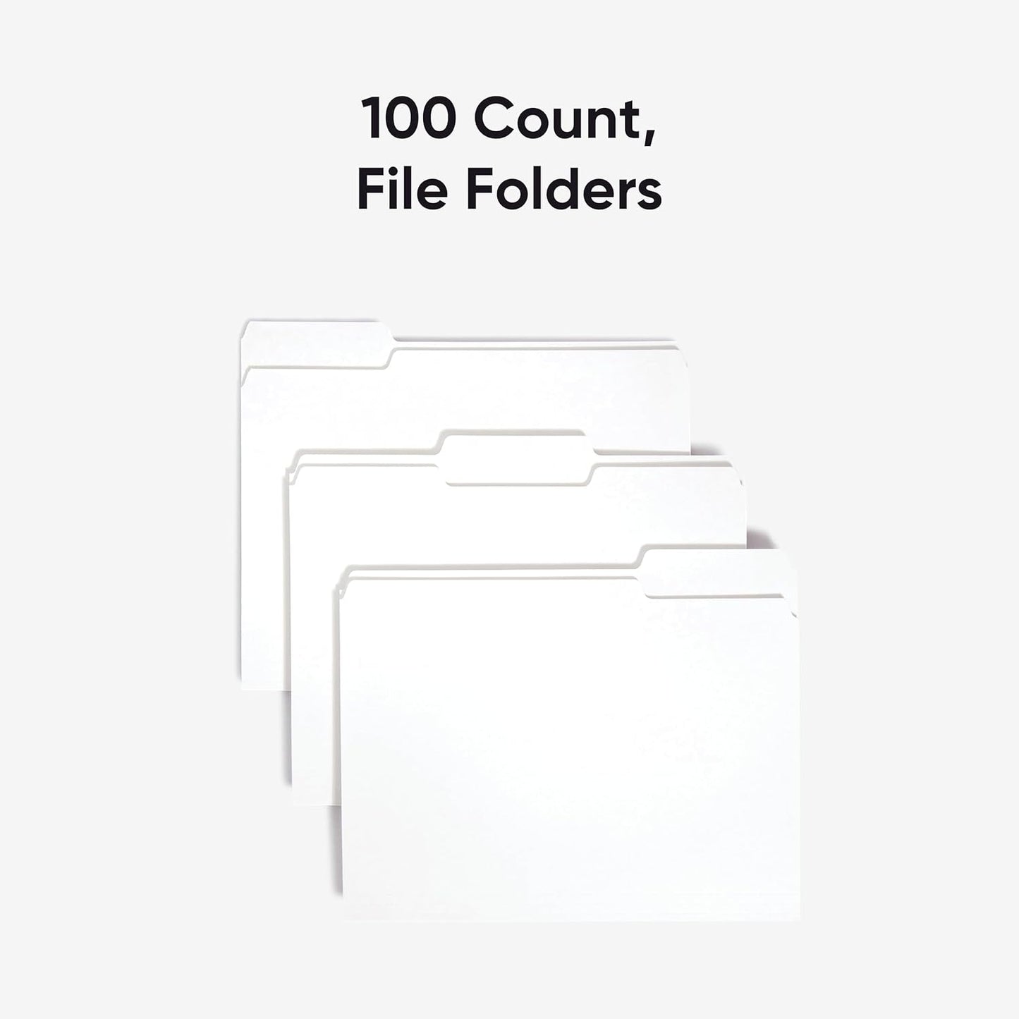 Smead Standard File Folders, 100 Count, White, 1/3-Cut Tabs, Letter Size (12843)