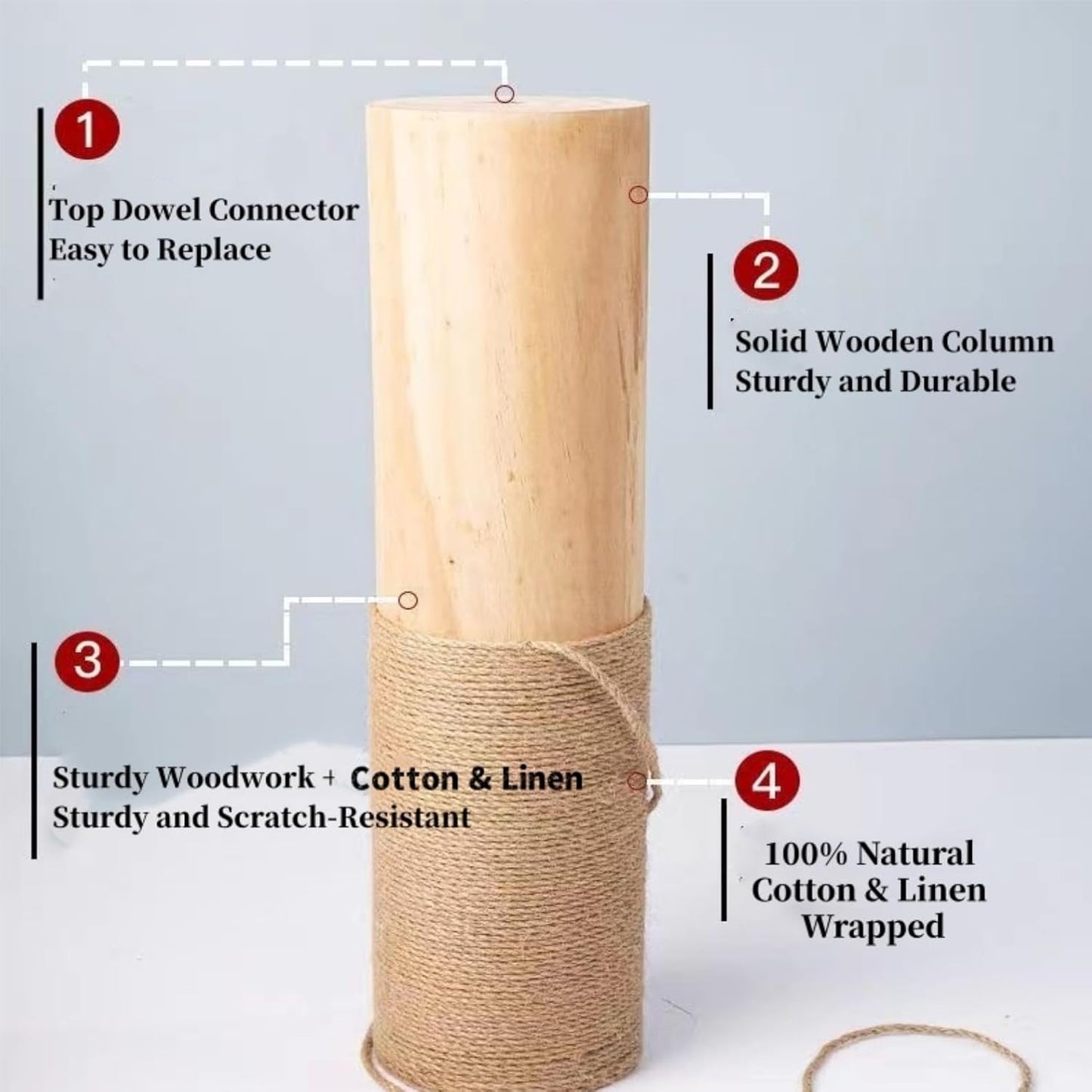 Sturdy Floor-to-Ceiling Cat Tree | Solid Real Wood 55-122'' Height Adjustable Drill-Free Tower | Ideal for Multi-Cat Households & Large Breeds with Extra-Thick 4.3" Solid Wooden Posts