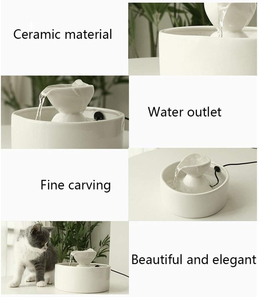 Smart Cute Love Heart Fountain Cat and Dog Small Animal Special Water Dispenser Ultra-Quiet Automatic System Pet Supplies (Color : White)
