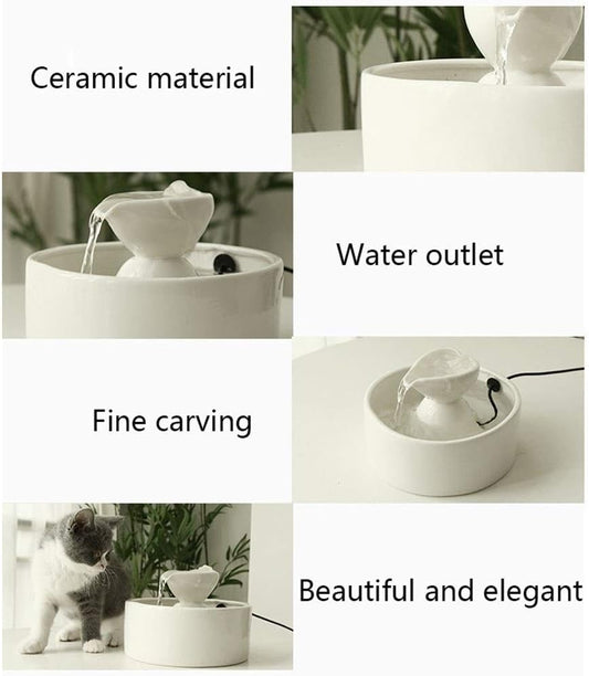 Smart Cute Love Heart Fountain Cat and Dog Small Animal Special Water Dispenser Ultra-Quiet Automatic System Pet Supplies (Color : White)