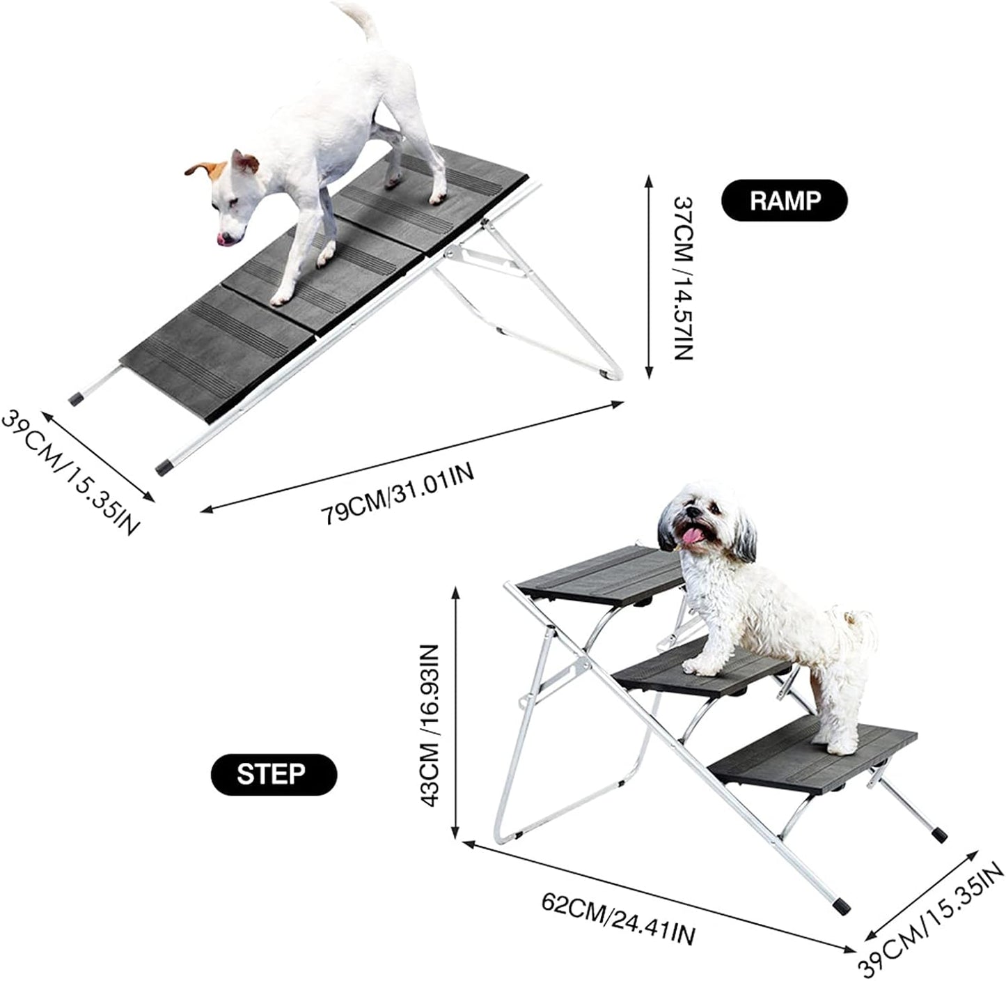 Portable Dog Car Step Stairs Ladder Folding Pet Ladder Ramp for Trucks SUVs High Bed Indoor Outdoor Use Lightweight Dog Stairs (Color : Black Size : Same Size)