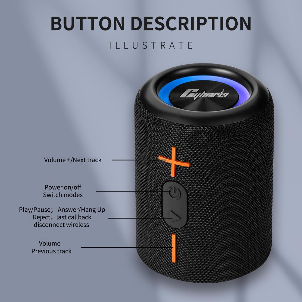 CYBORIS 2 in 1 Portable Splittable Bluetooth Speaker, Waterproof Split Wireless Speaker Bluetooth V5.3 with 20W Loud Stereo Sound, 24H Playtime, True Wireless Pairing for Home, Outdoor or Travel