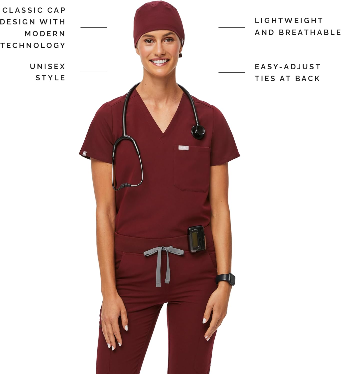 FIGS Modern Classic Unisex Scrub Cap — Supersoft Lining, Lightweight, Breathable, No-Slip