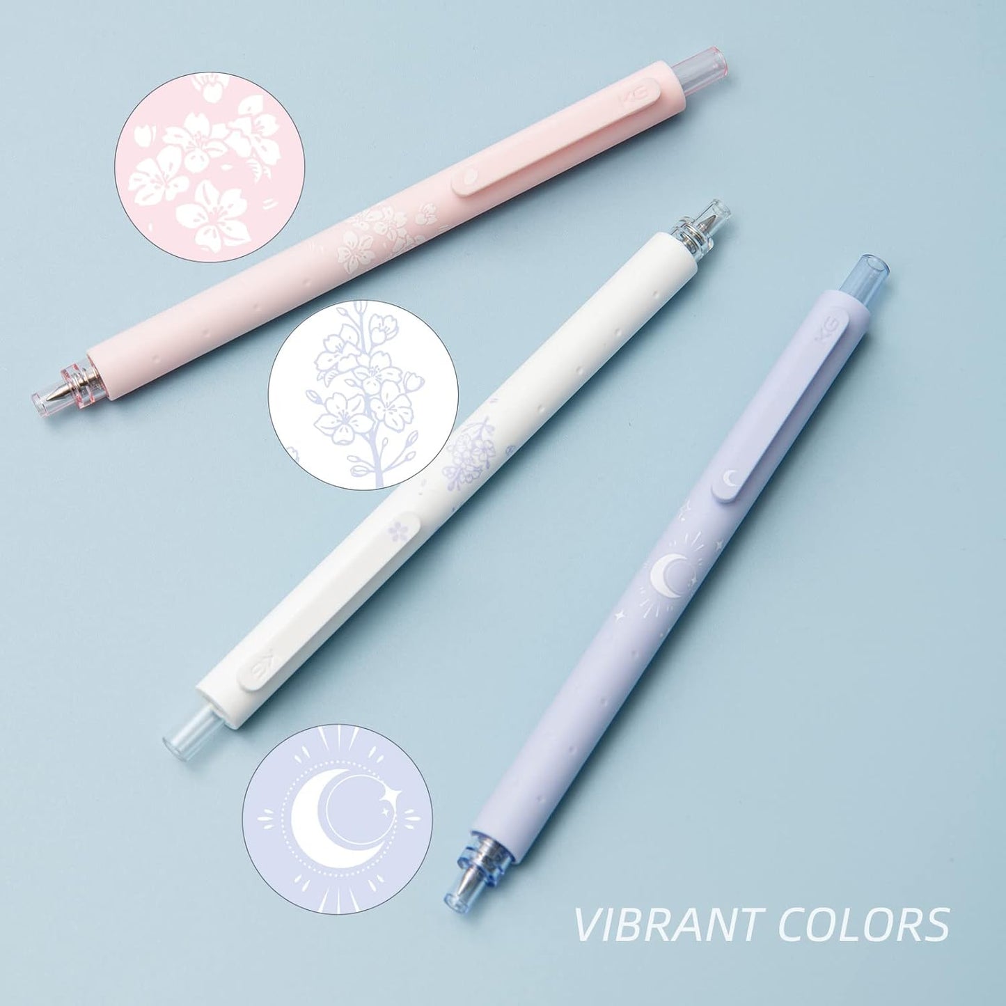 Kaco Gel Pens Cute Stationery 3 Pieces 0.5mm Fine Point, Quick Drying Pens for Journaling Aesthetic Office Supplies, 2 Black Ink and 1 Coral Ink