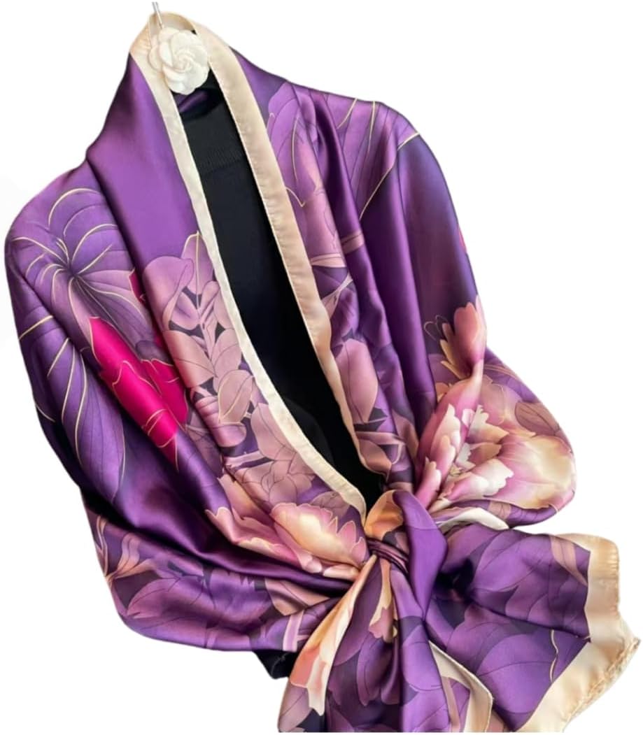 Silk Feeling Scarf for women Lightweight Long Floral Scarves Shawl Wraps Elegant Evening Dresses Satin Shawls Scarfs