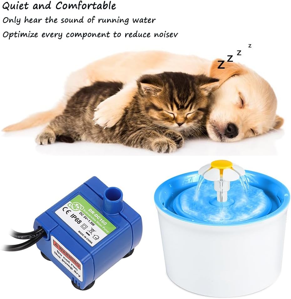 Cat Water Fountain Pump,DR-DC 160 Submersible Water Pump Equipped with Led Indicator Light and Automatically Cuts Off Power in Case of Waters Shortage