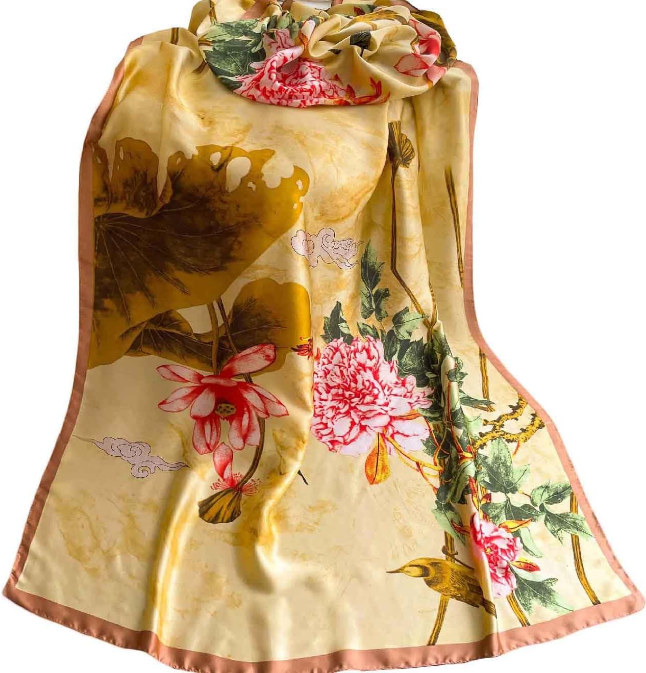 Pokeedioty Scarfs for Women Lightweight Head Scarf Fashion Scarves Elegant Floral Pattern Sunscreen Shawls and Wraps