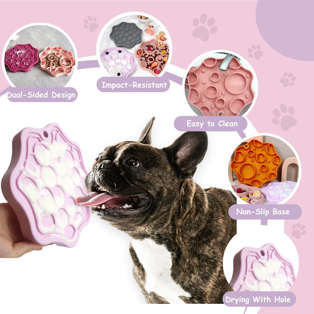 Non-Slip Slow Feeder Pet Bowl – Anti-Choking Feeding Bowl with Suction Cups for Dogs & Cats, Promotes Healthy Digestion (Pink, Bubble)