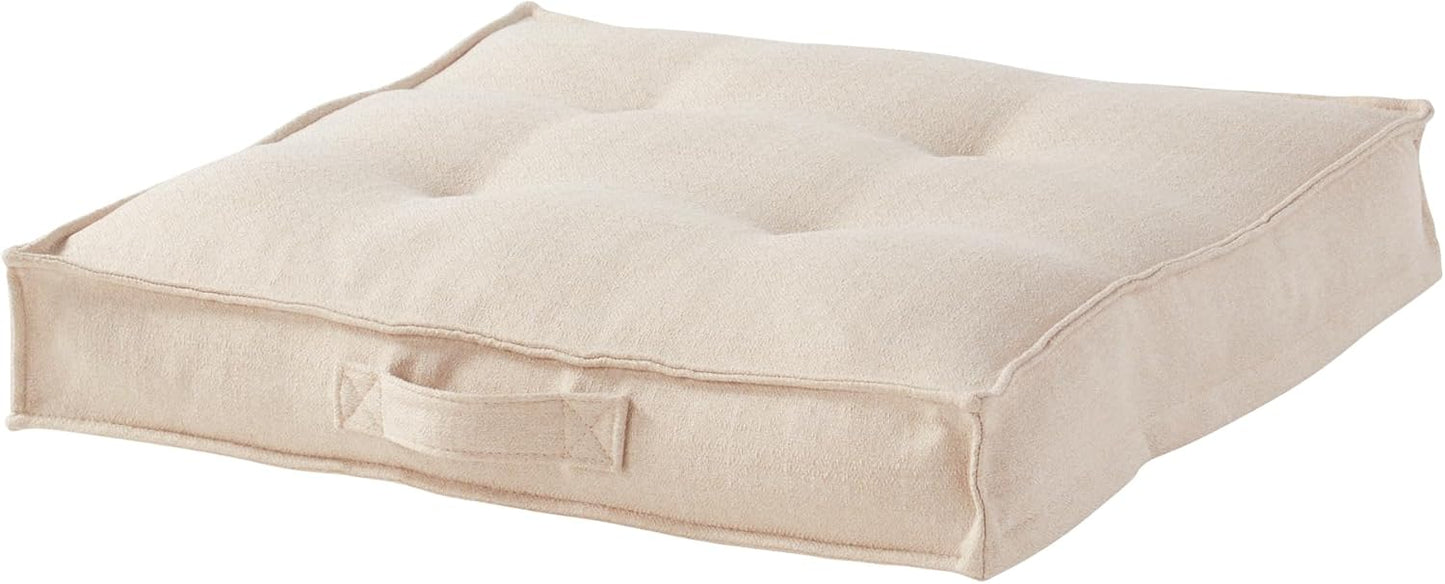 Happy Hounds Milo Square Tufted Pillow Dog Bed, Cream, Medium (32" x 32")