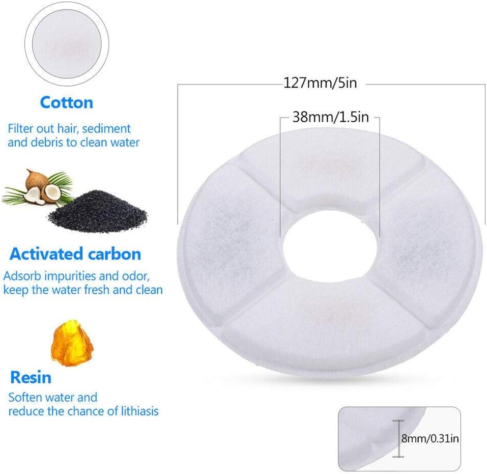 Replaced Activated Carbon Filter for Cat Water Drinking Fountain Replacement Filters Flower for Pet Dog Round Fountain Dispenser (4pack)