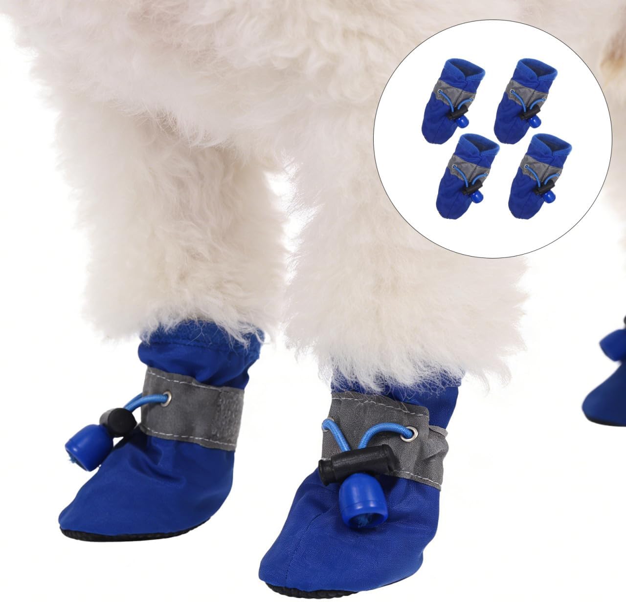4pcs Dog Boots All Seasons Pet Booties Dogs Pet Dog paw Protector for Dogs Size XS (Blue)