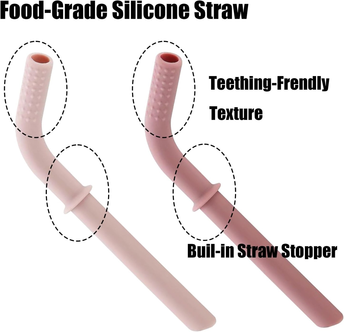 PandaEar Stainless Steel Baby Feeding Set | 2 Divided Suction Plates, 2 Spill-Proof Straw Cups with Silicone Sleeves, 2 Forks & 2 Spoons | Toddler Utensils for Baby Led Weaning, BPA-Free (Pink)