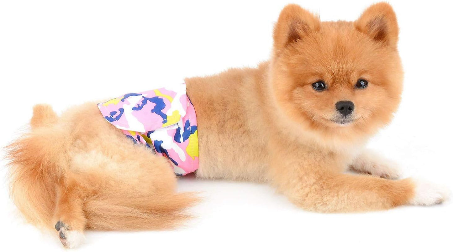 SELMAI Belly Bands for Male Dogs Small Medium Adjustable Washable Doggie Wrap Diapers Leakproof Reusable Comfy Boy Puppy Nappies Absorbent Pads Prevent Licking Fashion Camouflage Design Pink Camo XL