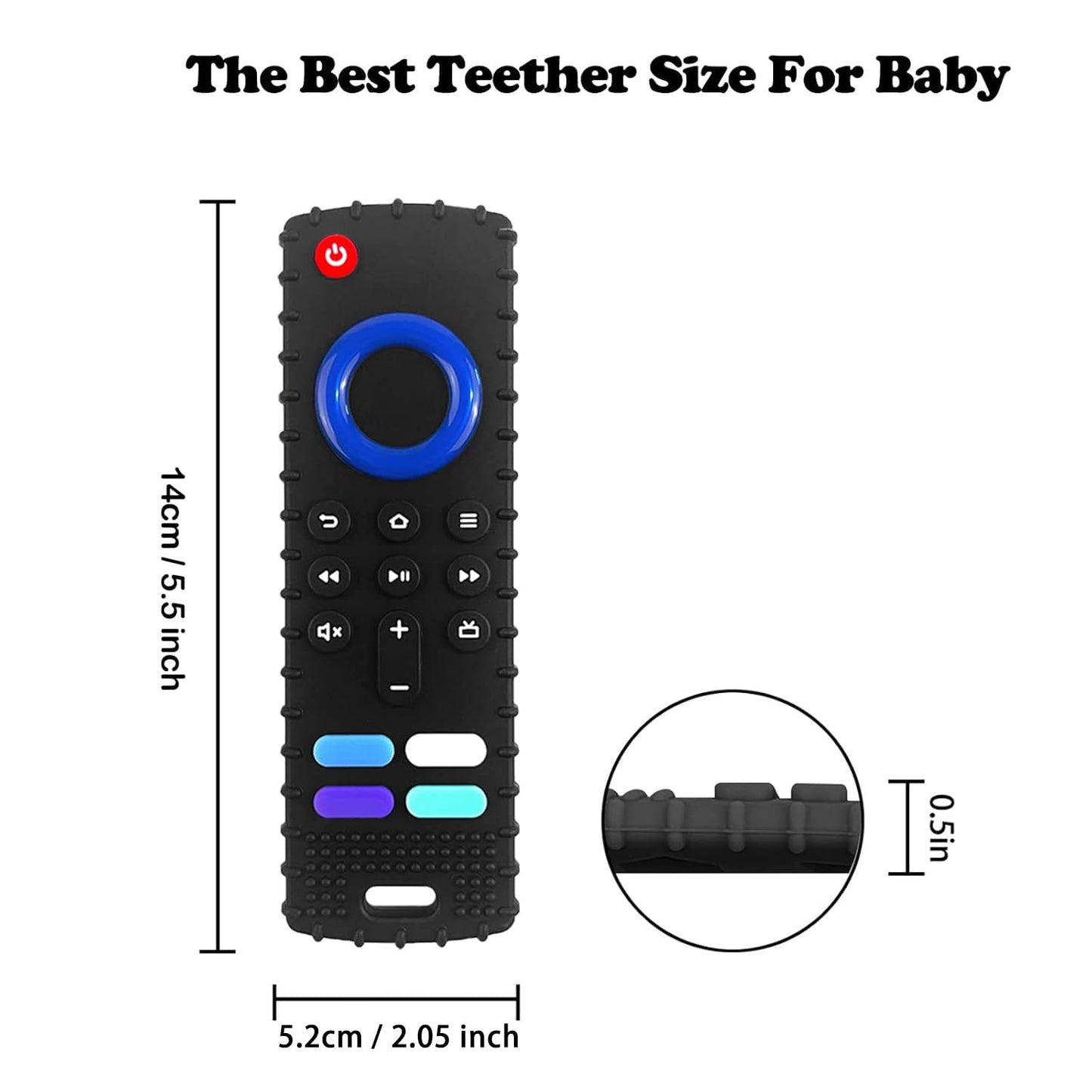 2-Pack Silicone Baby Teething Toys, Fire TV Remote Teethers for 6-12-18 Months Infant, Fire Remote Shape Toddlers Silicone Teethers for Boys and Girls Sensory Toy