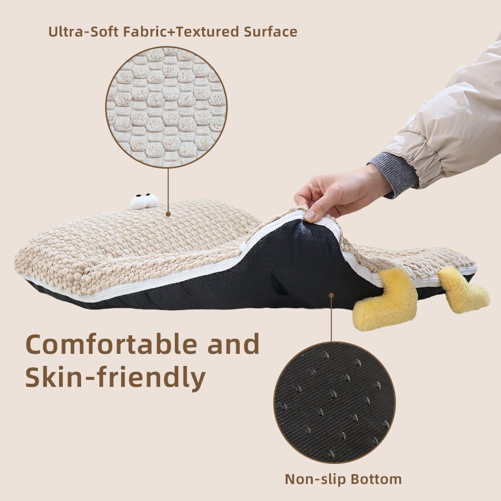 Washable Dog Bed Mat, Soft Dog Cushion with Side Zip, Anti-Slip Cat Bed Pad with Bolster Around, Pet Sleeping Mat for Cat, Small, Medium Dogs, Dryer Friendly (29.5 * 21.6in)