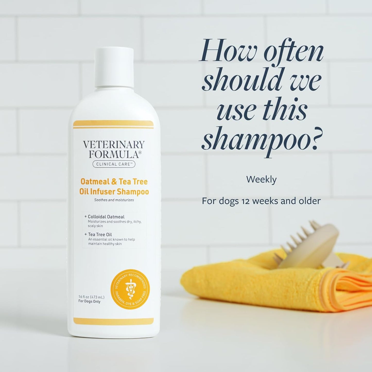 Veterinary Formula Clinical Care Dog Shampoo with Oatmeal and Tea Tree Oil, 16 oz – Gentle Shampoo for Dogs with Dry Skin, Soothes and Adds Moisture to Skin and Coat