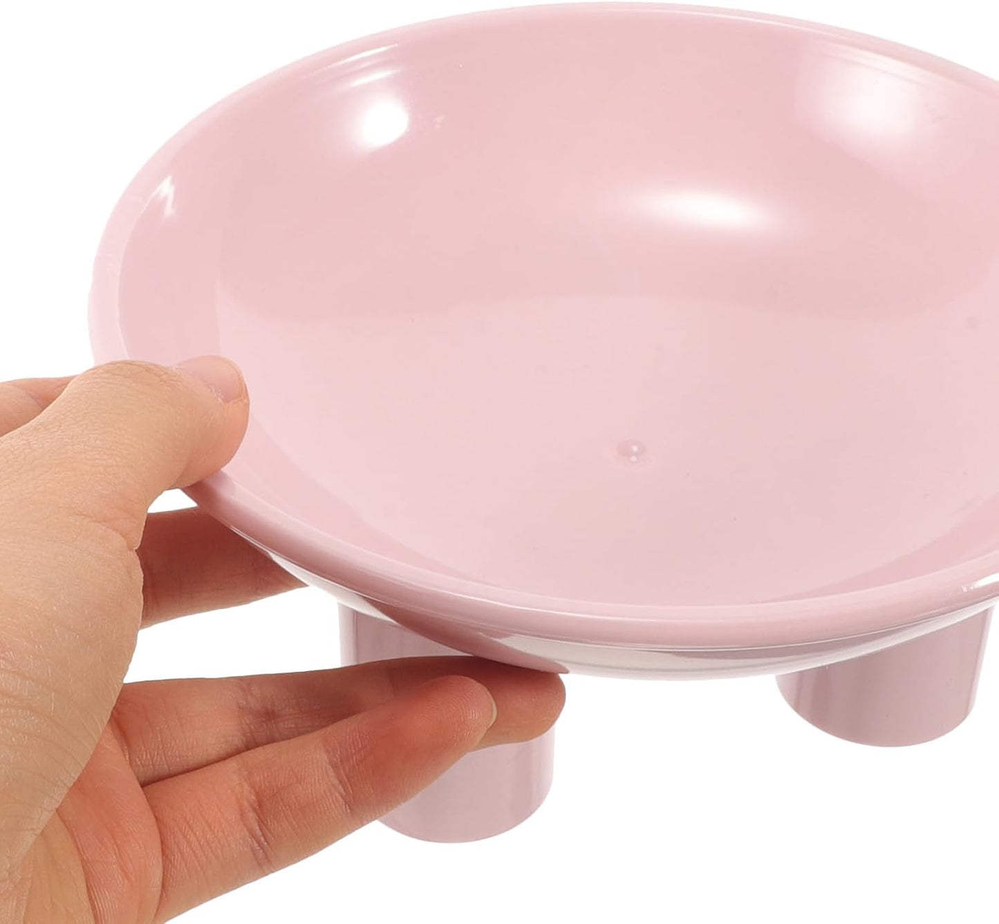 FAVOMOTO Elevated Cat Food Bowl Raised Pet Feeding Dish with Three-Leg Stand Neck Protection Large Opening Pink for Indoor Cats and Dogs