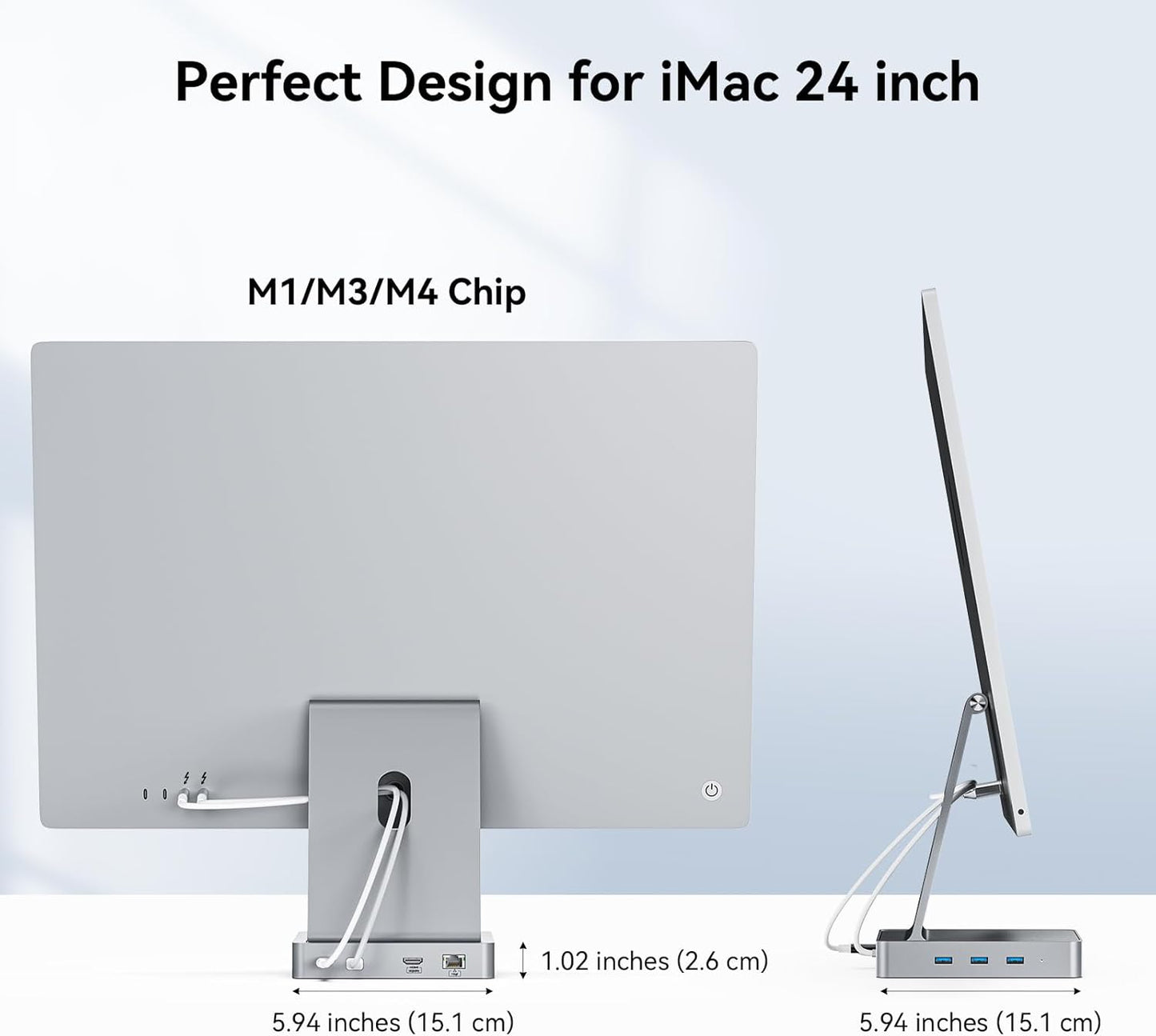 13-Port USB C Hub for iMac 24 inch 2021/2023/2024, iMac Accessories for iMac M1/M3/M4, iMac USB Hub with 5 USB-A & 2 USB-C 3.0 Ports, 4K@60Hz HDMI, 1Gbps Ethernet, SD/TF, M.2 NVME SSD (Not Included)
