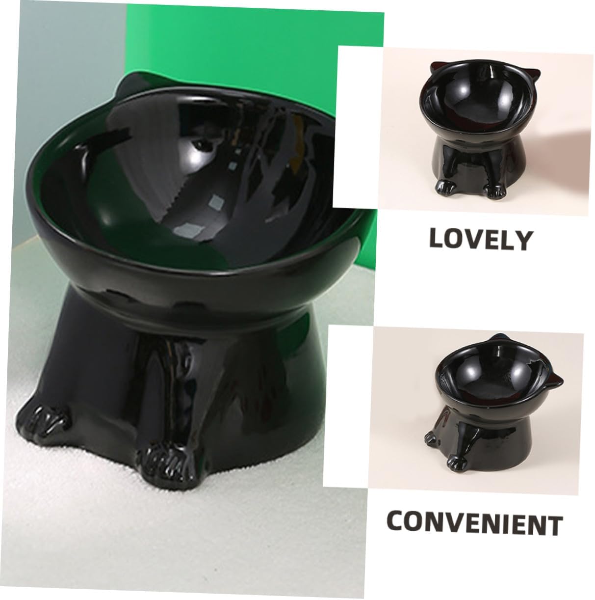 Milisten Ceramic Elevated Pet Feeding Bowl with Neck Guard Large Diameter Raised Cat Food Bowl Anti-Spill for Cats and Dogs