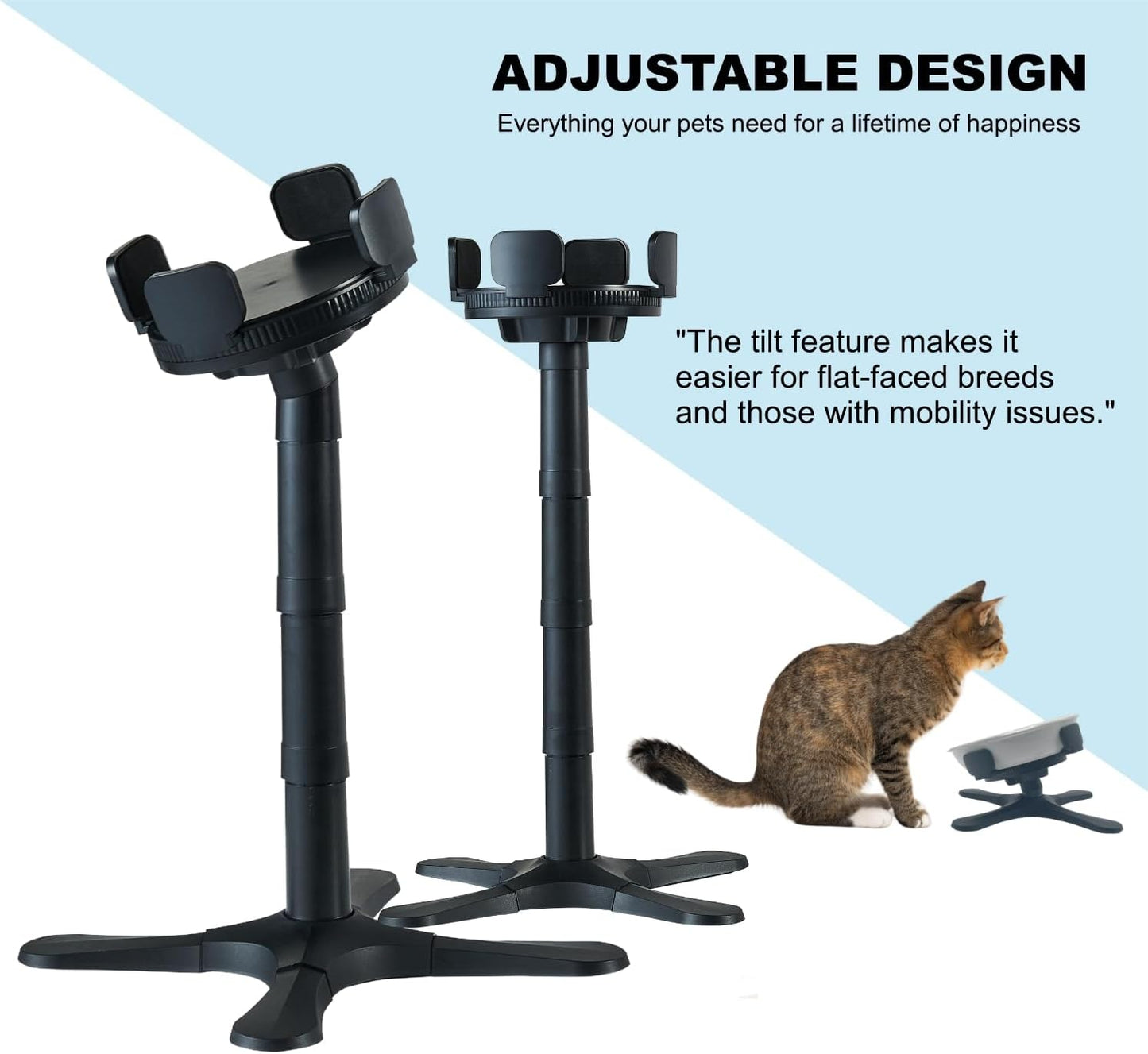 Dog Bowl Stand with Adjustable Width & Height [Stand Only], Elevated Pet Water & Food Bowl for Small, Medium & Large Pets