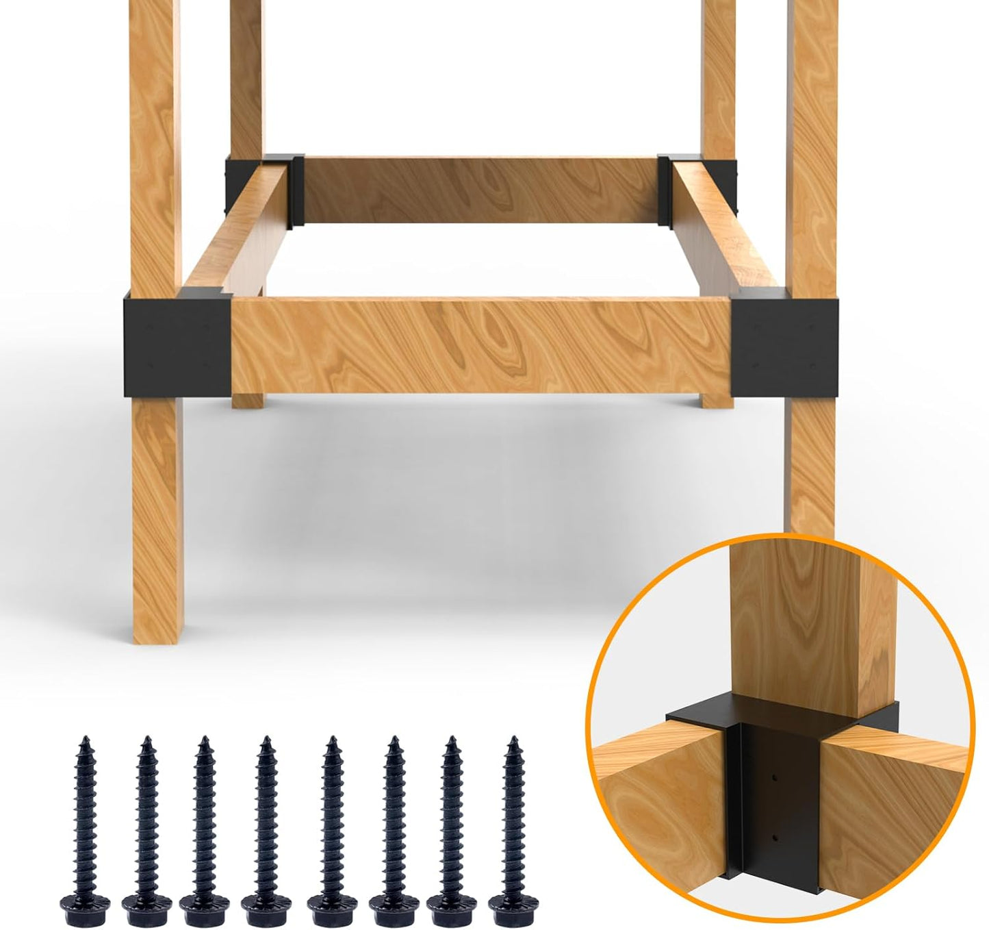 Heavy Duty Workbench Bracket Kit - 8 Pcs Steel 3-Way Right Angle Corner Brackets for DIY Custom Workbench, Shelving, Work Table, Fits 2x4 (Actual 1.5"x3.5") Wood